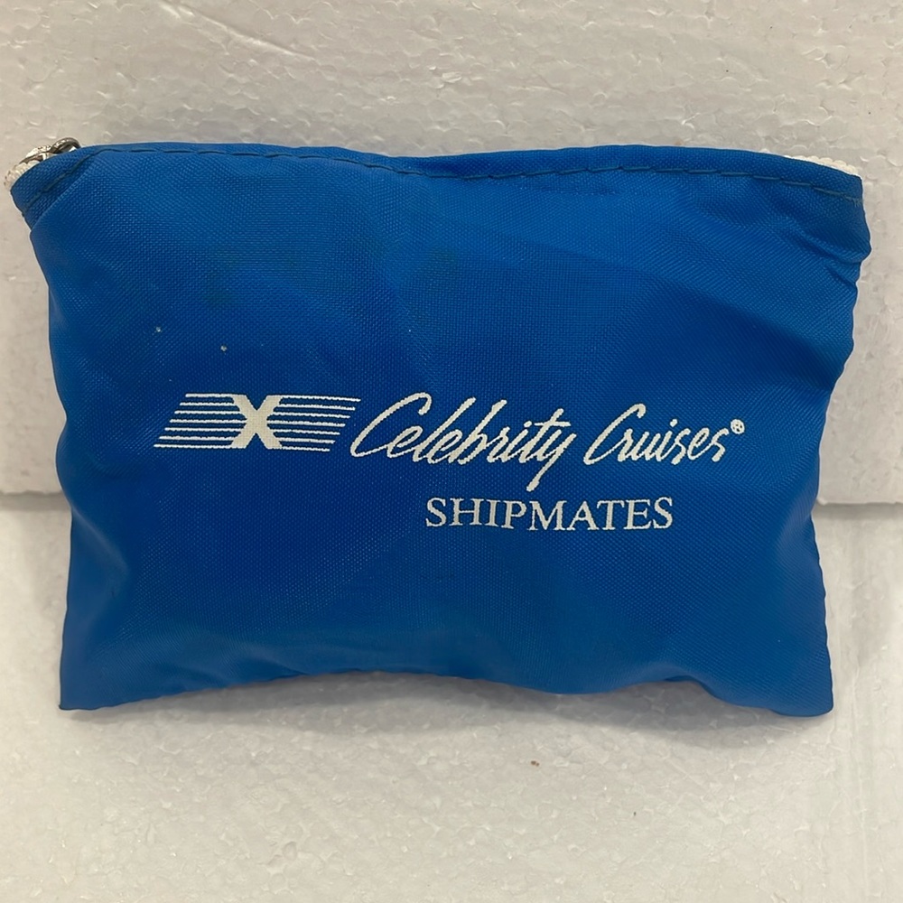 Celebrity cruises shipmates zippered pouch cosmetic bag wallet blue white unisex
